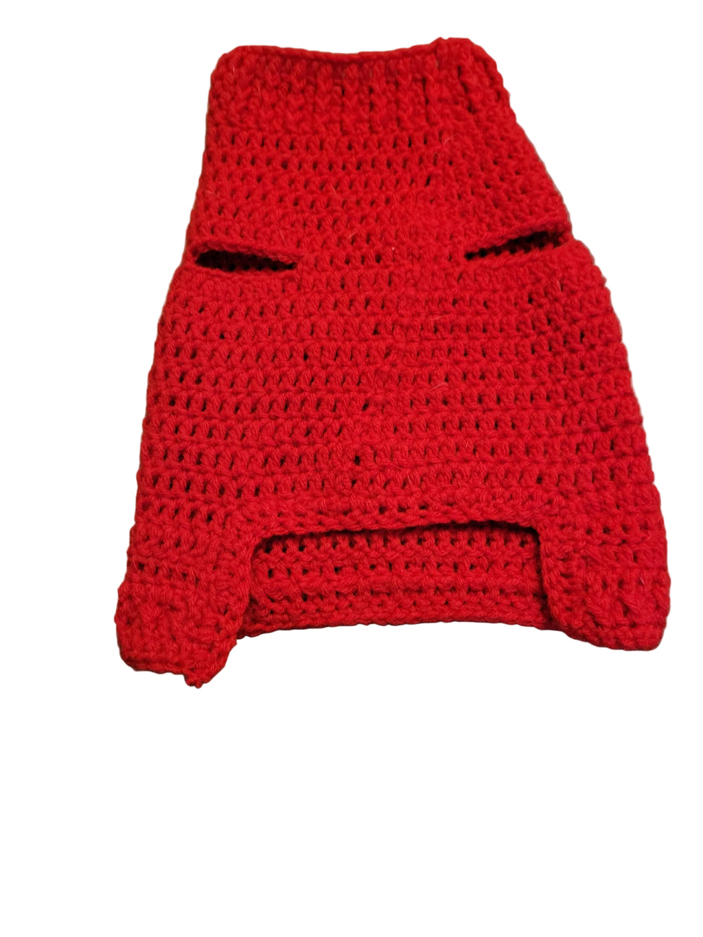 Red knitted puppy sweater for dogs, cozy and warm.
